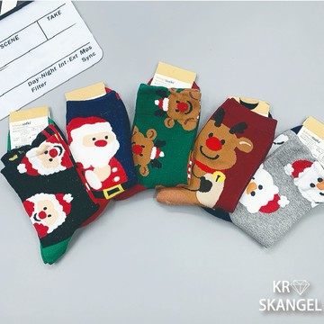 正韓國襪 聖誕襪 節慶襪 中筒襪 聖誕老人 麋鹿襪 雪人襪  植絨襪 聖誕禮物 緹花襪 台灣出貨 台灣賣家