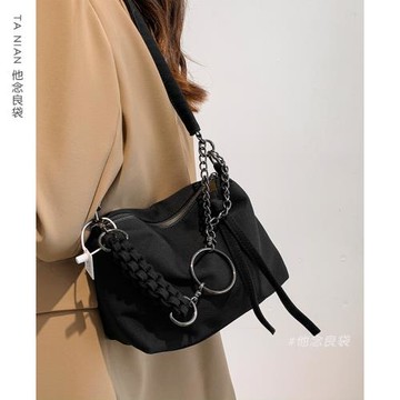 他念良袋包包女2024新款潮時尚學生鏈條百搭高級感百搭單肩斜挎包
