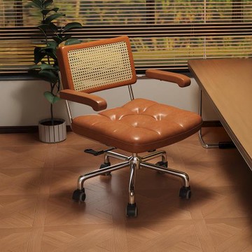 HappyLife 復古風仿藤編滑輪椅 電腦椅 Y12252