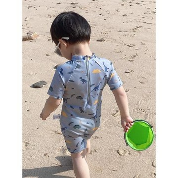 ins爆款恐龍兒童泳衣嬰幼兒連體泳裝兒童短袖男童女童游泳衣度假