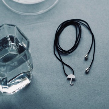 傘 & 雨滴 繩鍊項鍊 925純銀