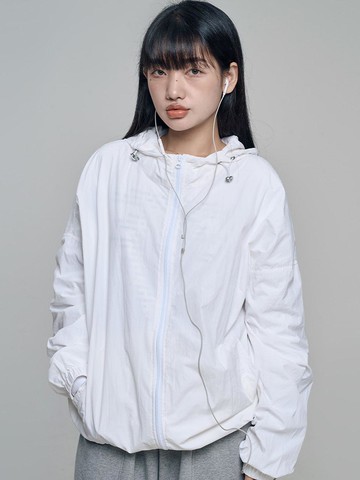 Shell-over Windbreaker Jacket [White]