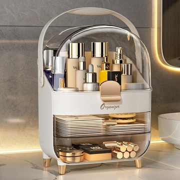 化妝品化妝收納防塵桌面大容量透明護膚品收納盒梳妝臺口紅置物架 z8092