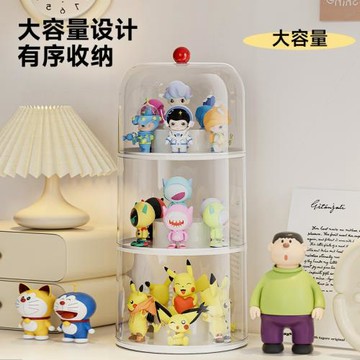 手辦收納盒可旋轉透明防塵展示架盲盒泡泡瑪特多層娃娃擺件展示盒