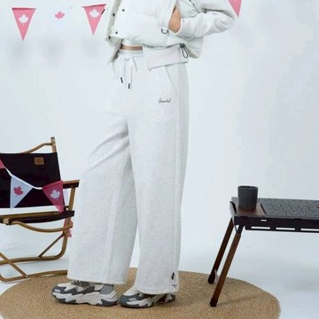 【Herschel】官方直營 女款寬腿休閒長褲-淺灰/黑 H5521501