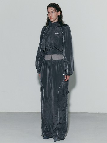 Piping Crop Wind Breaker_Dark Gray