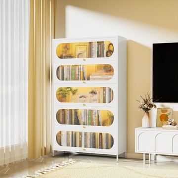 ??快速出貨 可開發票 防塵書柜帶門儲物柜家用兒童帶門翻蓋鐵皮柜客廳展示柜置物架