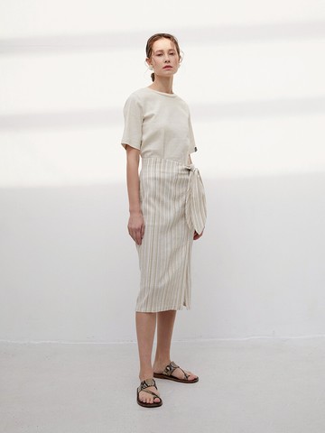 Premiun Modal Stripe Twist Ribbon Skirt