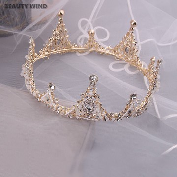 網紅黑色巴洛克皇冠頭飾新娘韓式十八歲女成人禮生日公主王冠