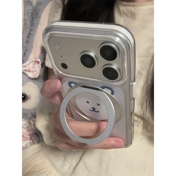 自嘲熊表情360旋轉支架防摔 適用iPhone 17 16 15 14 Pro Max i15 i16 17Pro手機殼