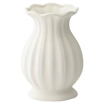 FLORAL M 花藝 法式陶瓷露易絲緞面復古花瓶  白色  17cm