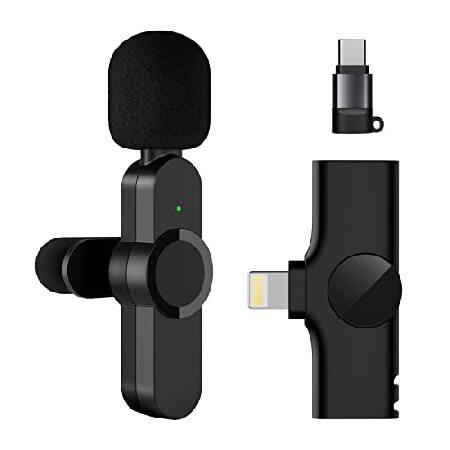 Wireless Lavalier Microphone for iPhone iPad with Type-C Adapter, Professional Video Recording Lav Mic, Clip on Lapel Mic for Video Recording,Vlog,Int