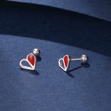 《現貨》眉兒銀飾 925純銀 愛心螺絲紋耳環 純銀耳環 轉珠 耳釘 桃心 螺旋