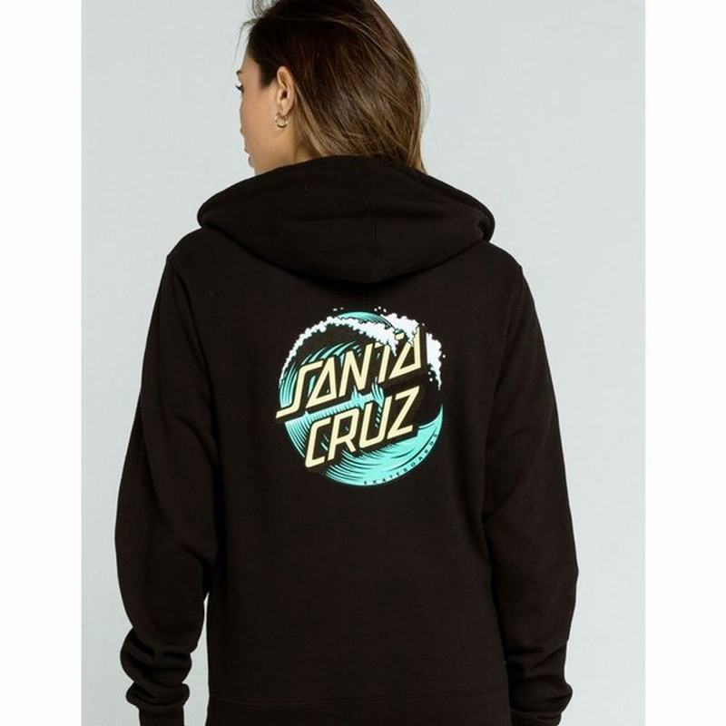 超激安 サンタクルーズ Santa Cruz Skate レディース パーカー トップス Santa Cruz Classic Wave Splice Dot Grey Hoodie Black 希少 Sylvaniatownshippolice Com