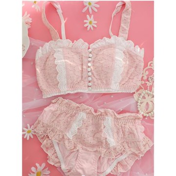 特價不退不換日系舒適甜美無鋼圈復古抹胸文胸套裝少女性感內衣