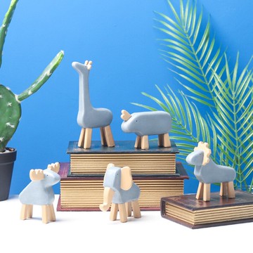 創意動物客廳樹脂小擺件 家居可愛裝飾品工藝禮物微景觀道具擺設