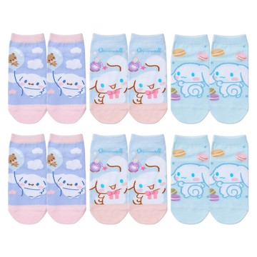 ONEDER 旺達棉品 大耳狗系列直版襪 6雙Set  22~26cm  大耳狗系列 藍色 + 紫色 + 粉色