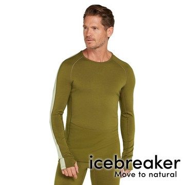 【icebreaker】男羊毛網眼圓領長袖上衣-BF260『橄欖綠/灰』0A56HH 戶外 露營 登山 健行 休閒 時尚 羊毛 吸濕 排汗 長袖