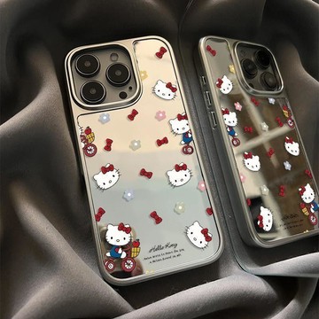 騎車kt貓適用蘋果17手機殼iPhone16promax鏡面15/14電鍍13/12女11