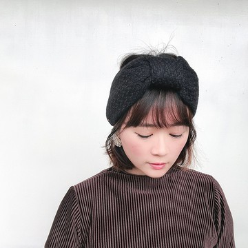 黑色編織 好煩小姐 冬天髮帶