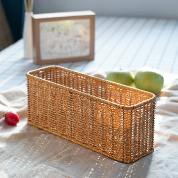 化妝品收納盒口紅鑰匙儲物盒遙控器收納筐零食塑料藤編織桌面收納