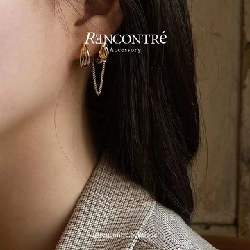 『現貨/韓國 個性垂墜鍊條 易扣耳環』Rencontre 925純銀 個性鍊條 錘鍊 鍊條耳環 韓國耳環 純銀耳環