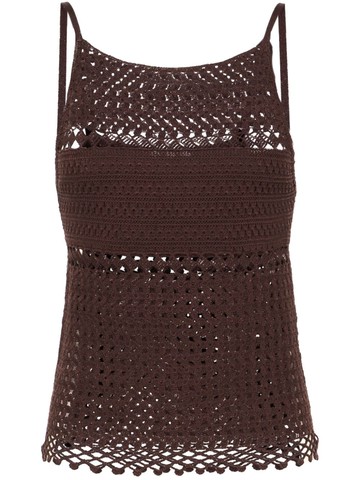 Claudie Pierlot - crochet-knit tank top - women - Polyamide/Viscose - S - Brown