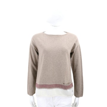 Andre Maurice 卡其拚色喀什米爾針織羊毛衫