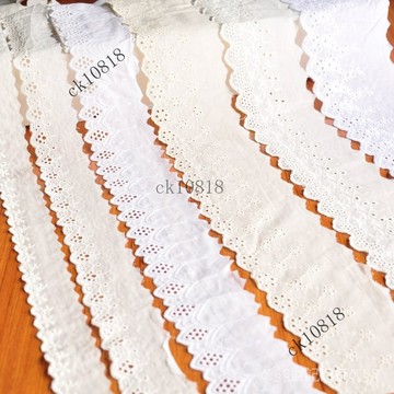 ✨可開發票#白色棉佈刺繡花邊輔料 diy手工裙子床品窗簾裝飾純棉蕾絲 一米價#免運費