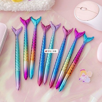 可開發票☆【臺灣精品】💕韓國ins簡約美人魚中性筆0.5黑色學生用小清新卡通個性少女水性筆