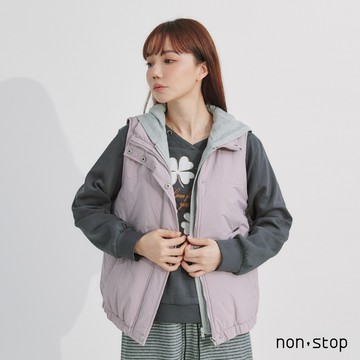 non-stop 休閒假兩件連帽鋪棉背心-3色