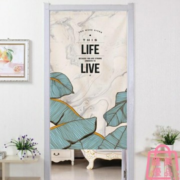 中式門簾布藝隔斷簾子裝飾掛簾臥室衛生間免打孔半簾【聚寶屋】