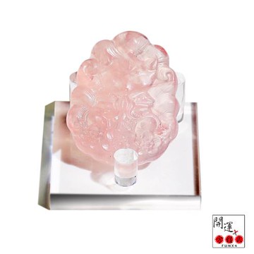 開運方程式-粉晶狐狸水晶擺件(招桃花、加強異性人際關係粉水晶球開運擺件)