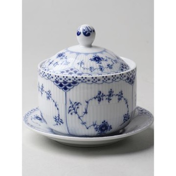 南部小鎮高溫燒制釉下彩青花湯盅碗帶蓋帶碟唐草紋餐具鮑魚湯盅