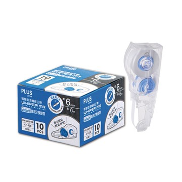 PLUS 普樂士 MR智慧型滾輪修正帶環保包裝內帶 6mmx6M 10入 /盒 WH-606R-10P（47-428）