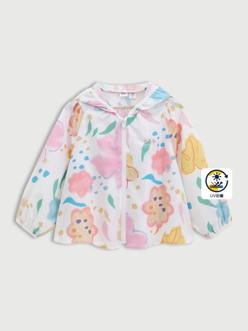 女童裝 Logo印花防曬連帽外套-彩色
