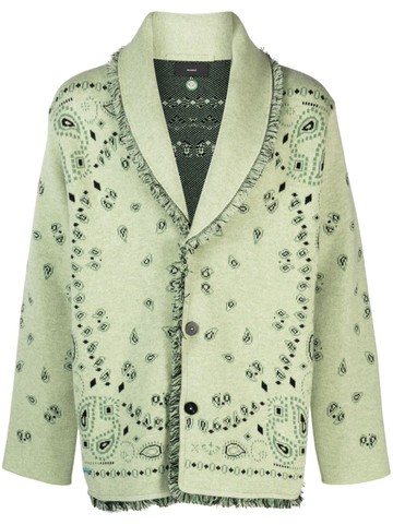 Alanui - bandana-jacquard cashmere cardigan - men - Cashmere - XL - Green