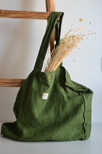 亞麻帆布托特包，可重複使用的購物袋，週末旅行袋，永續