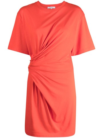 FRAME - short-sleeve ruched-detail minidress - women - Organic Cotton - M - Red