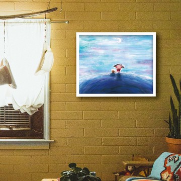 【客製化禮物】水彩畫複製品 童年系列 -  許願  掛畫 /客廳掛畫/