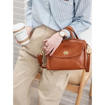 蔥木 新中式vintage復古日系小眾郵差包真皮單肩斜挎手提質感通勤