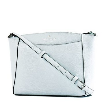 KATE SPADE Monica 鵝卵石紋拉鍊斜背包-晴空藍