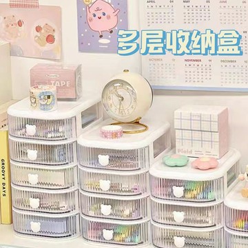 臺灣現/🎀收納 收納盒 收納箱高顏值辦公室桌面收納盒透明桌面雜物抽屜收納櫃宿舍書桌文具收納