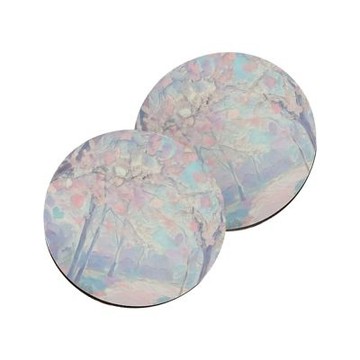 TRON 圓形軟式珪藻土7*7cm (2入組) 療癒系油畫 車用杯墊 汽機車杯墊 吸水墊