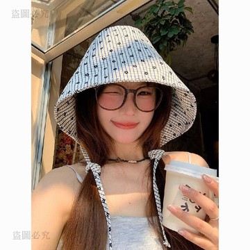 台灣出貨🎊簡約格紋花朵漁夫帽 女款春夏法式大帽簷 戶外防曬遮陽帽 遮臉透氣盆帽 顯臉小 漁夫帽 防曬帽 遮陽帽 6b1A