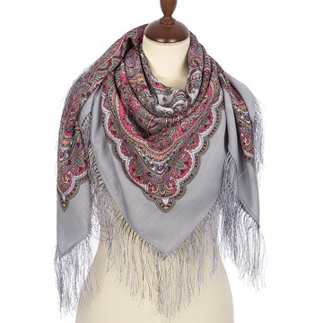 原創帕夫洛沃帕薩德俄羅斯披肩 100% 羊毛 羊毛圍巾 110x110 公分 1637-1