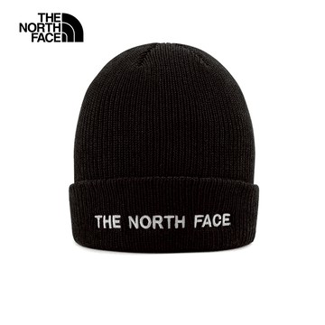 The North Face北面男女款黑色品牌刺繡字樣毛帽｜8A3DJK3