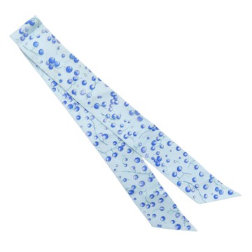 【二手名牌BRAND OFF】HERMES 愛馬仕 藍色 絲綢 Twilly 絲巾