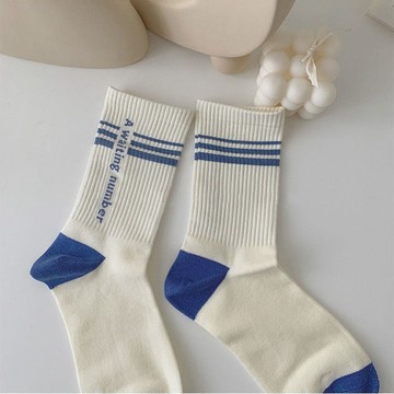 新品🔥爆款 韓版 ins 字母 中筒襪 網紅 潮流 潮搭 襪 男女 情侶襪子 學院風 條紋 時尚襪 百搭 吸汗 透氣