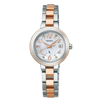 seiko SK037 精工錶 Lukia 1B22-0CY0P(SSVW236J) 節慶限量款 太陽能電波蝴蝶結腕錶 玫瑰金x銀 25.5mm｜樂天全館特惠中★指定刷卡回饋10%